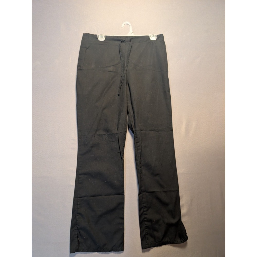Cherokee Scrub Pants Womens Black Logo Straight Leg Uniform Workwear Drawstring